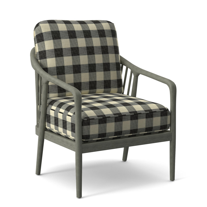 Guinevere Armchair, Antique Frost White, Black Buffalo Check; 0120-81