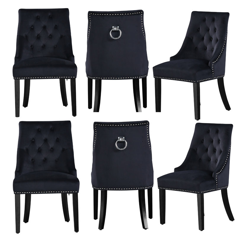 Scott Upholstered Dining Chair, 6, Black