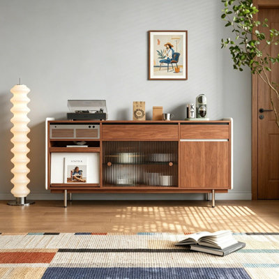 Glass Door Stainless Steel Buffet Table