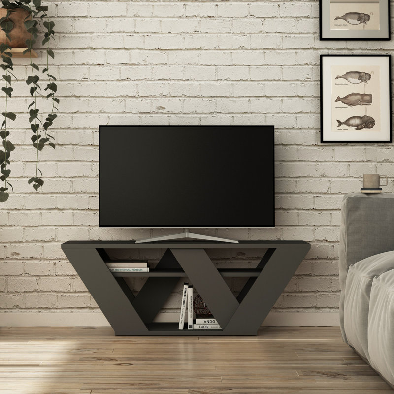 Modern TV Stand with Wall Mount Capability, 43.3 x 15.7 x 11.8 inches | 100% Melamine Coated Particle Board, Thickness: 0.7 inches | Multiple Shelves for Media Storage | Stylish & Functional Design