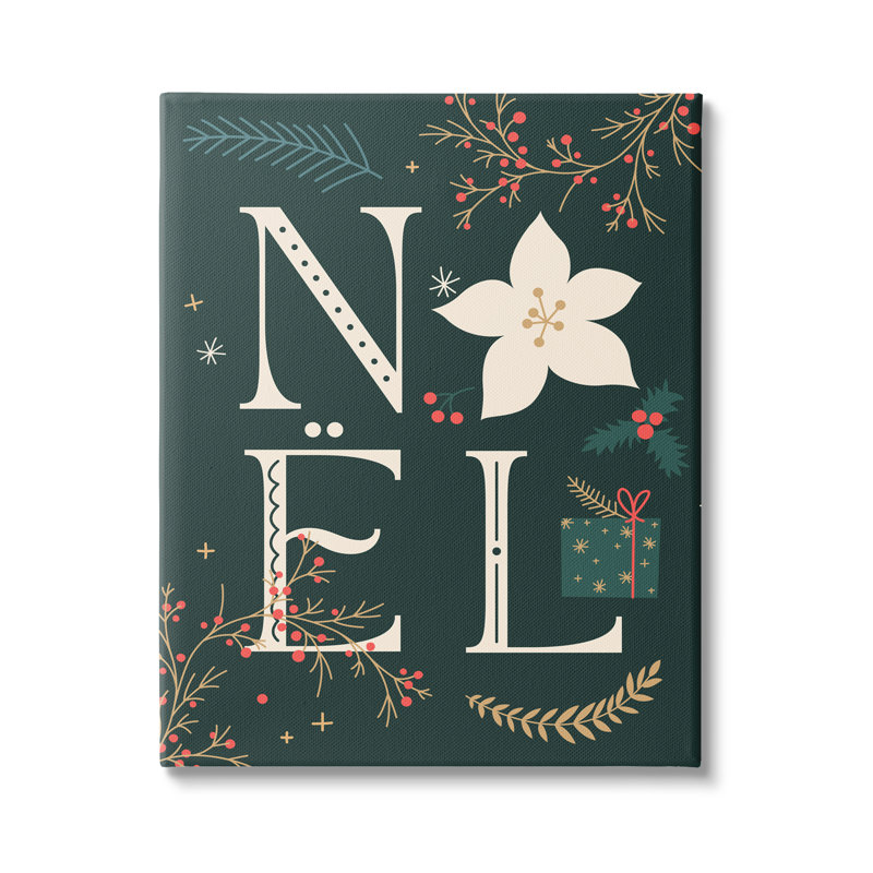 «Noel with Christmas Bloom», art de la giclée encadrée par Lil 'Rue, Estampe numérique Farmhouse