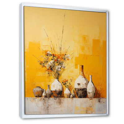 Minimalisme jaune blanc Poteries I sur toile