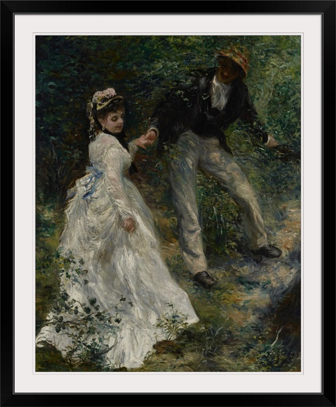 « la promenade, 1870 » par pierre-auguste renoir, reproduction d’art, H 23 po x l 20 po x P 1 po, Cadre noir