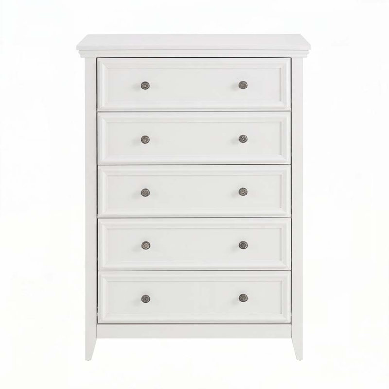 Commode 5 tiroirs, commode à tiroirs, Blanc