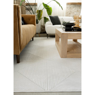 Tapis intérieur à motif de lignes crème caduques