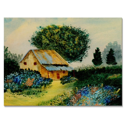 Cottage In Green Summer Scenery - reproduction de cadre flottant sur toile