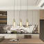 Luminaires suspendus, ensemble de 3 luminaires suspendus de style moderne avec abat-jour en verre transparent rayé