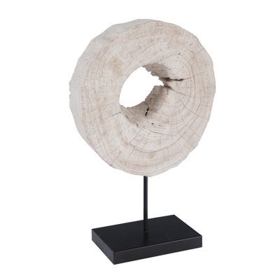 Eroded Wood Circle Sculpture on Stand