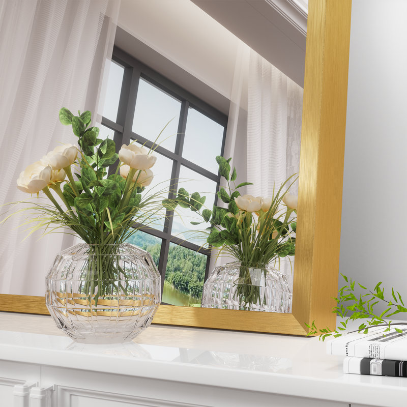 Margulies Metal Arch Mirror, Gold, 29.5" H x 27.5" W