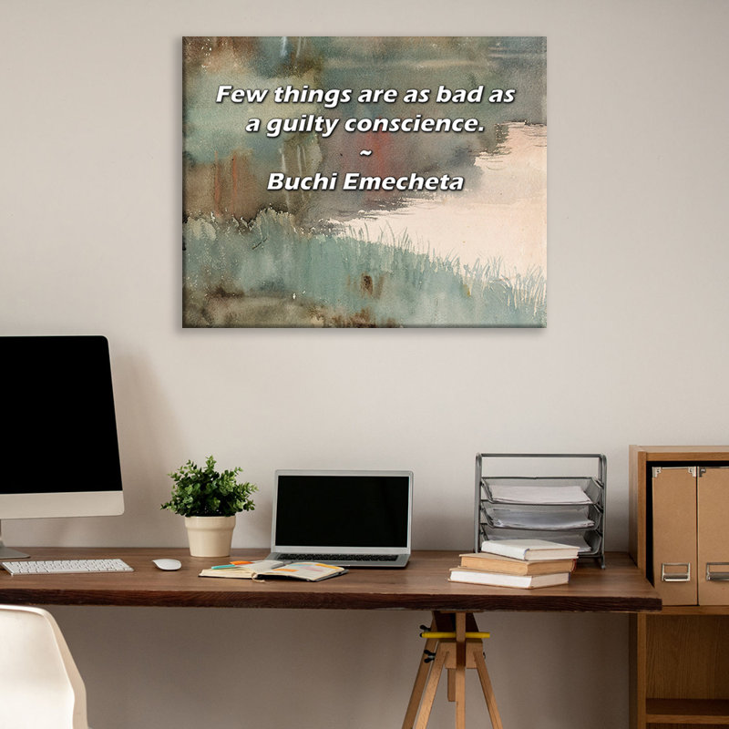 Artsy Quote "Few things are as bad as a guilty conscience." By Buchi Emecheta Gallery Wrapped Canvas, 17" H x 24" W