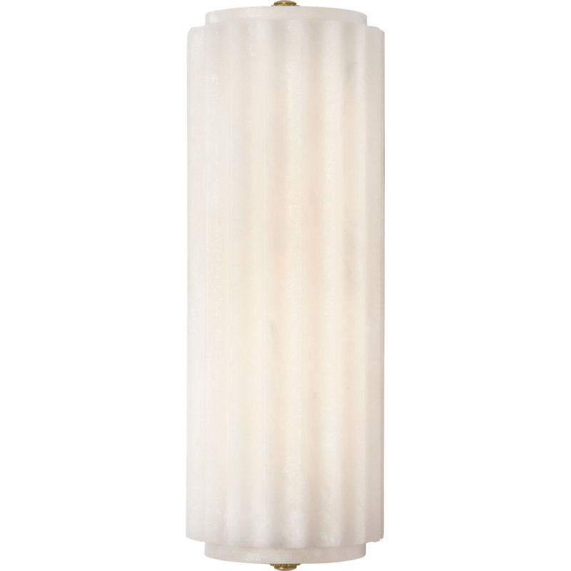 Madden Fluted Linear Sconce in Alabaster, 12.5" H x 4.25" W x 2.75" D, Antique-Burnished Brass