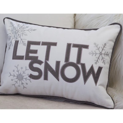 Nneka Let It Snow White Velvet Lumbar Pillow With Insert 14X20