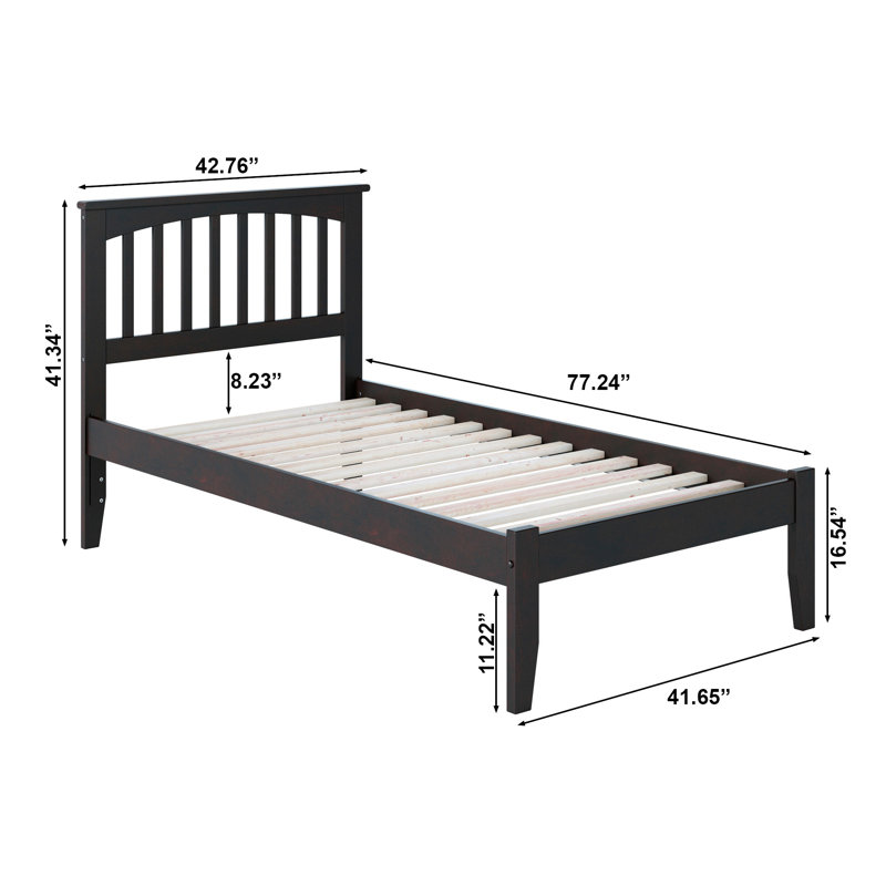 Lit plateforme en bois massif Shiloh, Espresso, Lit simple