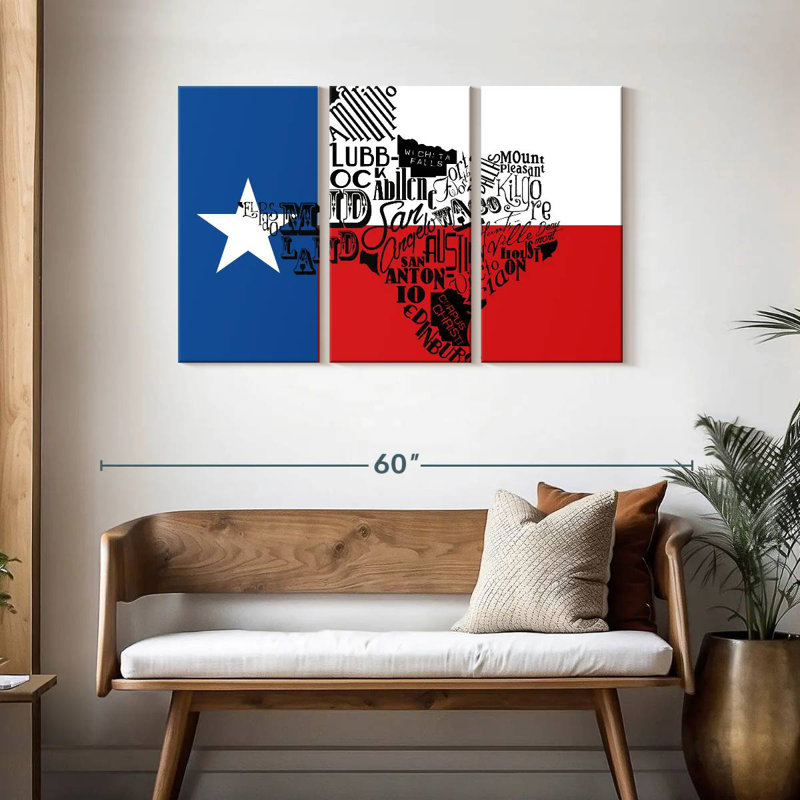 Drapeau de Borges au Texas avec carte, H 28 po x l 45 po