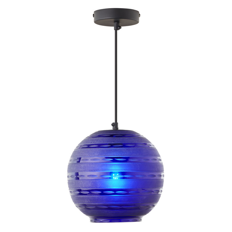 Luminaire suspendu en verre soufflé bleu moderne de 9,5 po Tara - Ebern Designs, Bleu