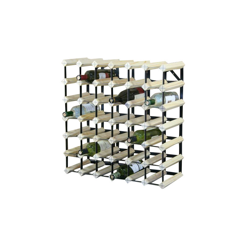 Liddle 42 Bottle Floor Wine Bottle Rack, Natural Pine / Black Steel