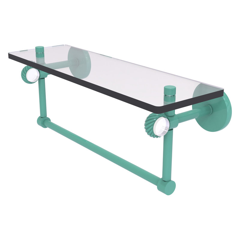 Tablette flottante avec barre à serviettes Clearview, Vert écume de mer, H 6,2 po x l 16 po x P 5,65 po