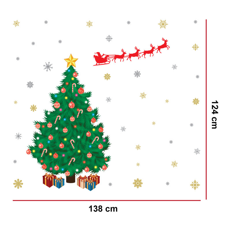 Décalcomanie murale sapin de noël père noël