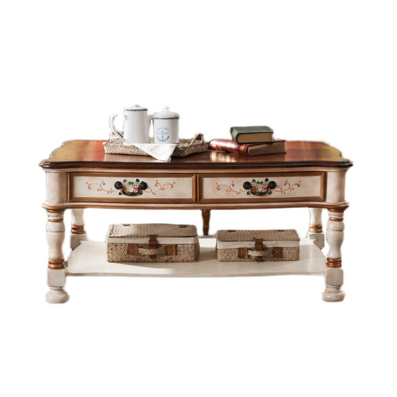 Table basse en bois massif de style européen Table basse en bois massif