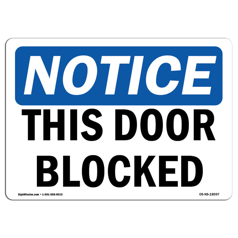 Décalcomanie Cette porte bloquée 7 po x 5 po, H 5 po x l 7 po x P 0,1 po