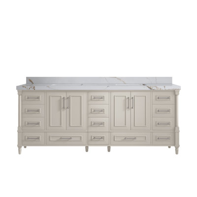 Aberdeen 84'' Double Bathroom Vanity with Quartz Top