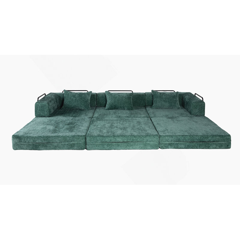 Boneless Compression Convertible Floor Sofa Bed With Fixed - Shape Frame, Boneless Modular Sectional, No Assembly, Ideal For Multi - Purpose Spaces