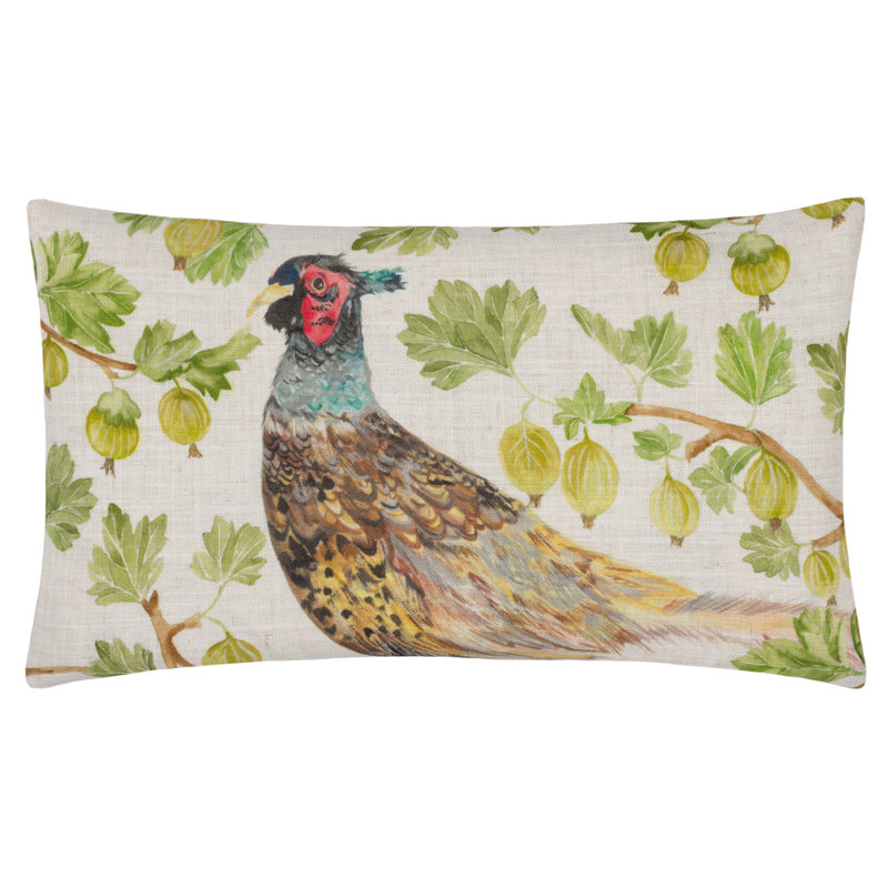 Grove Pheasant Floral Rectangular Throw Pillow Cover
