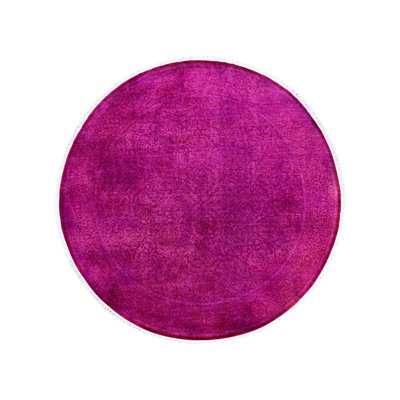 Tapis rose / ivoire Overyed One-of-a-Kind Round 6 pi 1 po x 6 pi 1 po