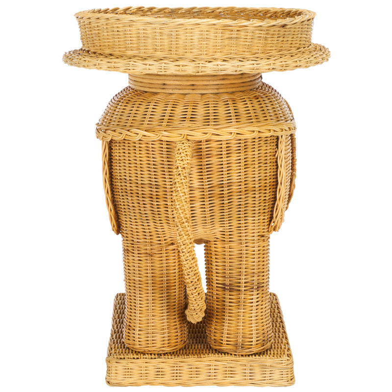 Bungalo Elephant Rattan Storage Accent Table, Natural