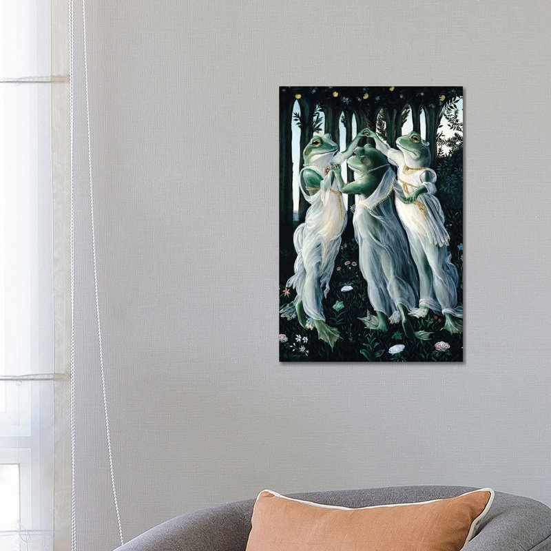 Botticelli Frogs by Melinda Copper - Wrapped Canvas Painting, 66.04 cm H x 45.72 cm W x 1.91 cm D