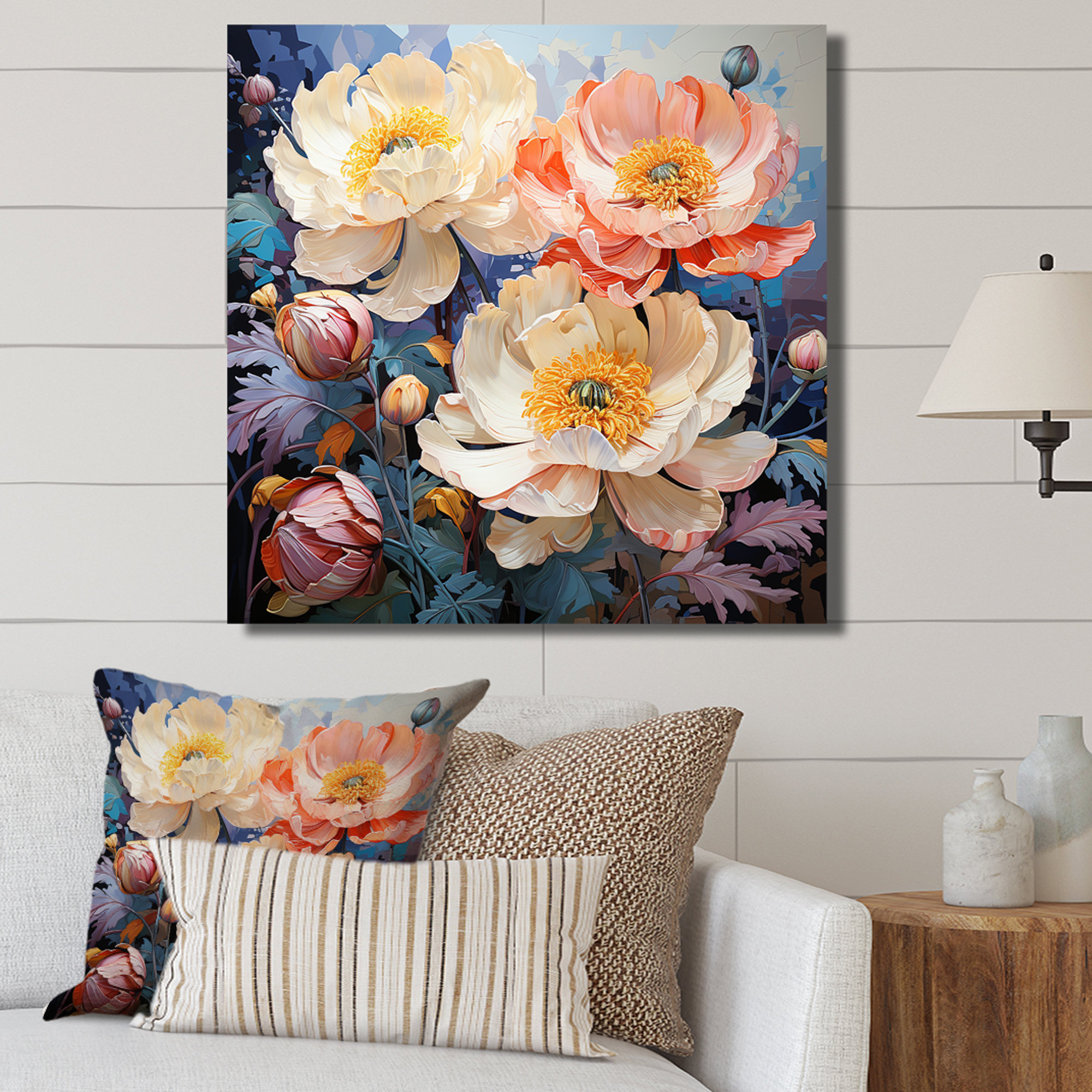 Winston Porter Colorful Peonies In Full Bloom II Framed On Canvas Print ...