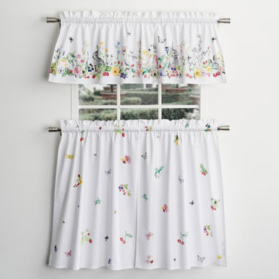 Maison d'Hermine Printemps 100% Cotton Kitchen Curtain - Valance 56" X 18" & Tier 28" X 36"