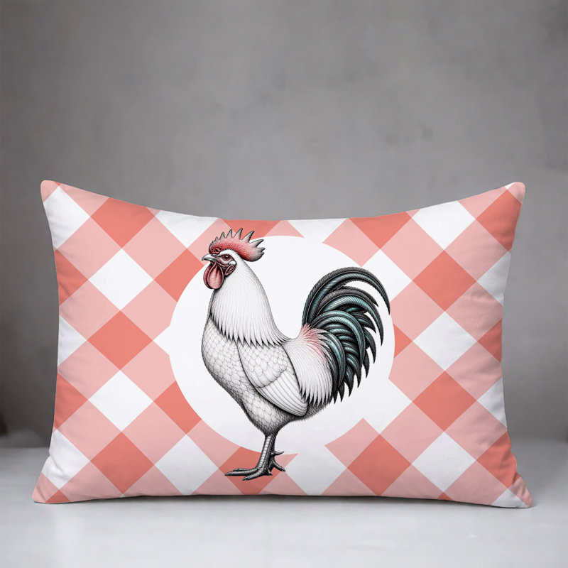 Oreiller réversible intérieur / extérieur Rooster, 25 x 18, Pêche