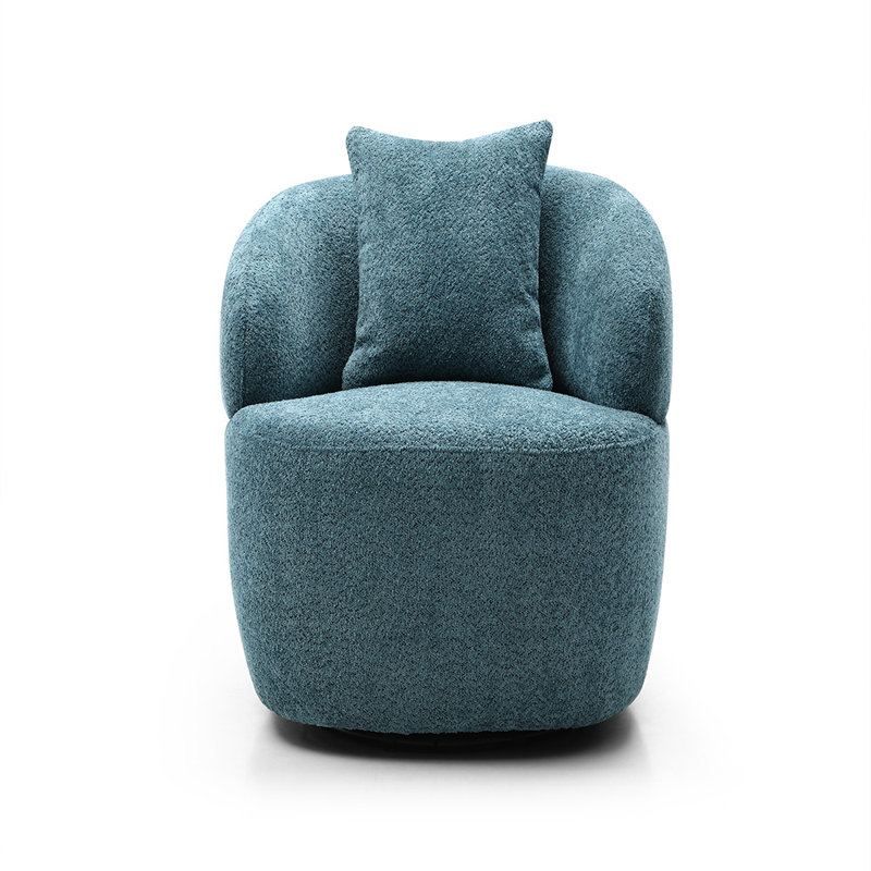35'' Wide Upholstered Barrel Chair, Blue Fabric