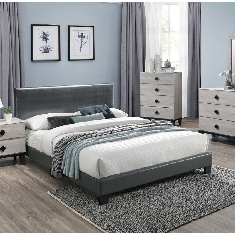 Lit plateforme tapissier Chenevert, Blanc, Grand