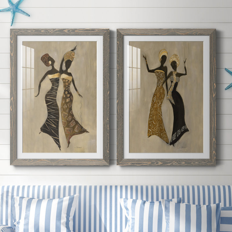 «Celebration I», ensemble de 2 reproductions d'art, H 44 po x l 31 po x P 1 po, Cadre en papier gris, Blanc