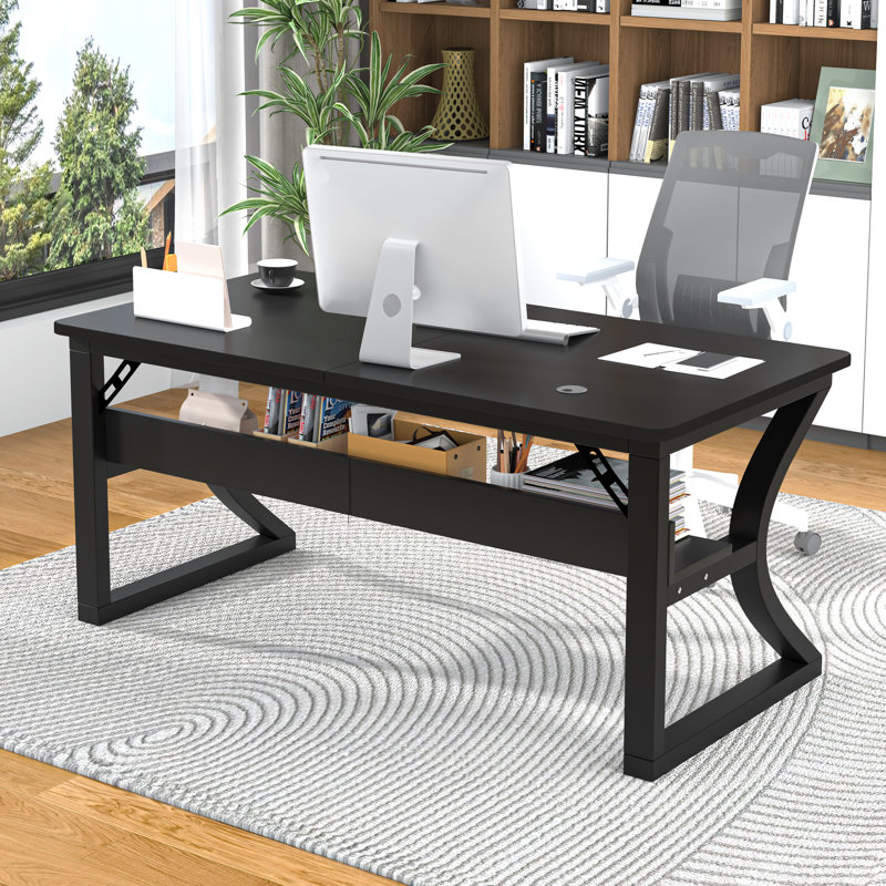 Bureau d'ordinateur et bureau à domicile Antawan, H 29,5 po x L 47,2 po x l 23,6 po, Noir