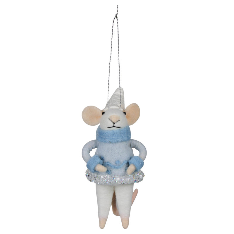 Ornements en forme de souris d'hiver, feutre, ensemble / 3 poids individuel 0,6 oz
