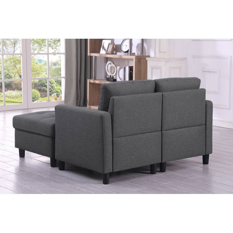 Montray 55.1" Upholstered Loveseat, Dark Gray Linen Blend