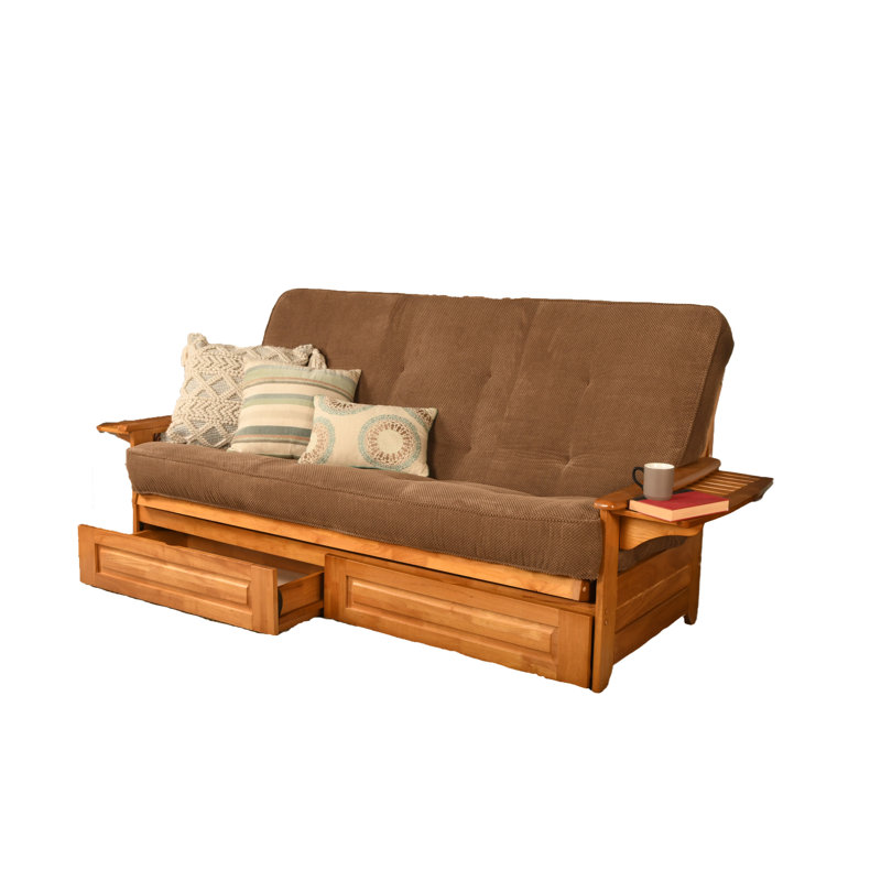 Futon avec rangement Stratford, Noyer cendré, Moka Marmont