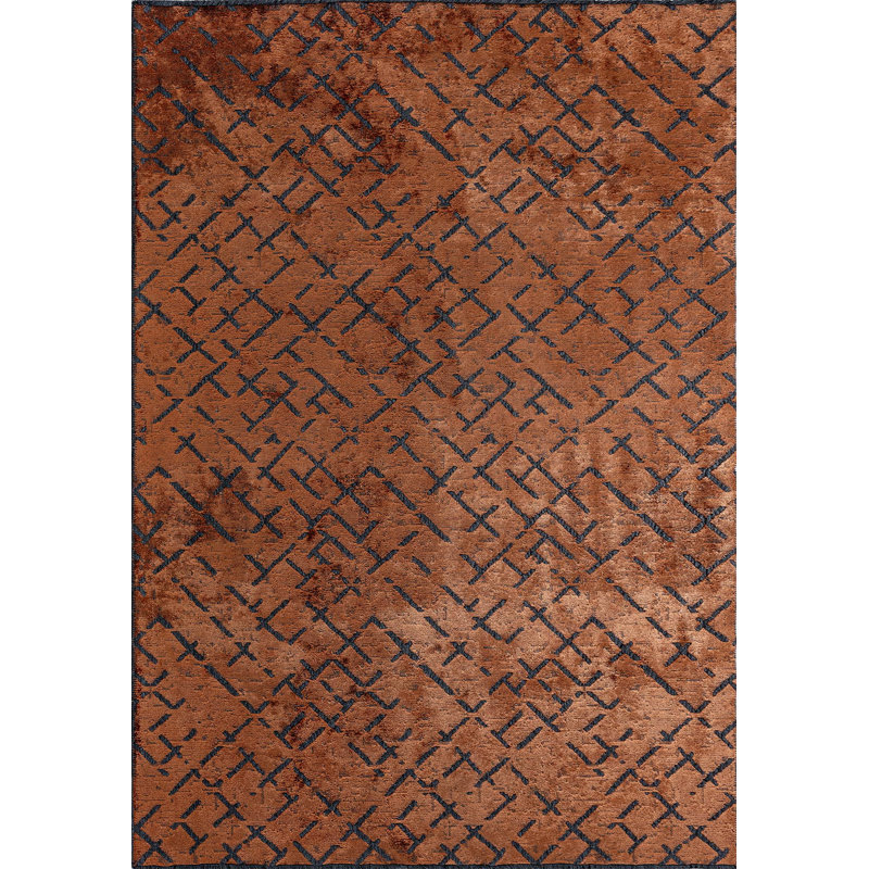 Rapture Abstract Area Rug in Orange, Square 9'