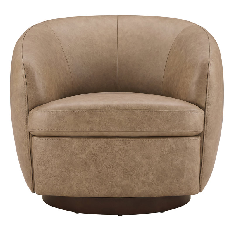 Marcy Geniue Leather Swivel Barrel Chair