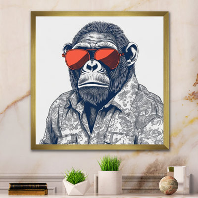 Grey Orange Monkey With Sunglasses " Gray Orange Monkey With Sunglasses "