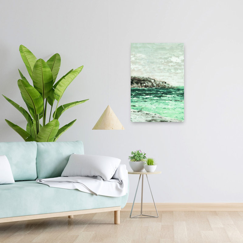 Paysage marin abstrait brumeux, art abstrait, H 24 po x l 16 po