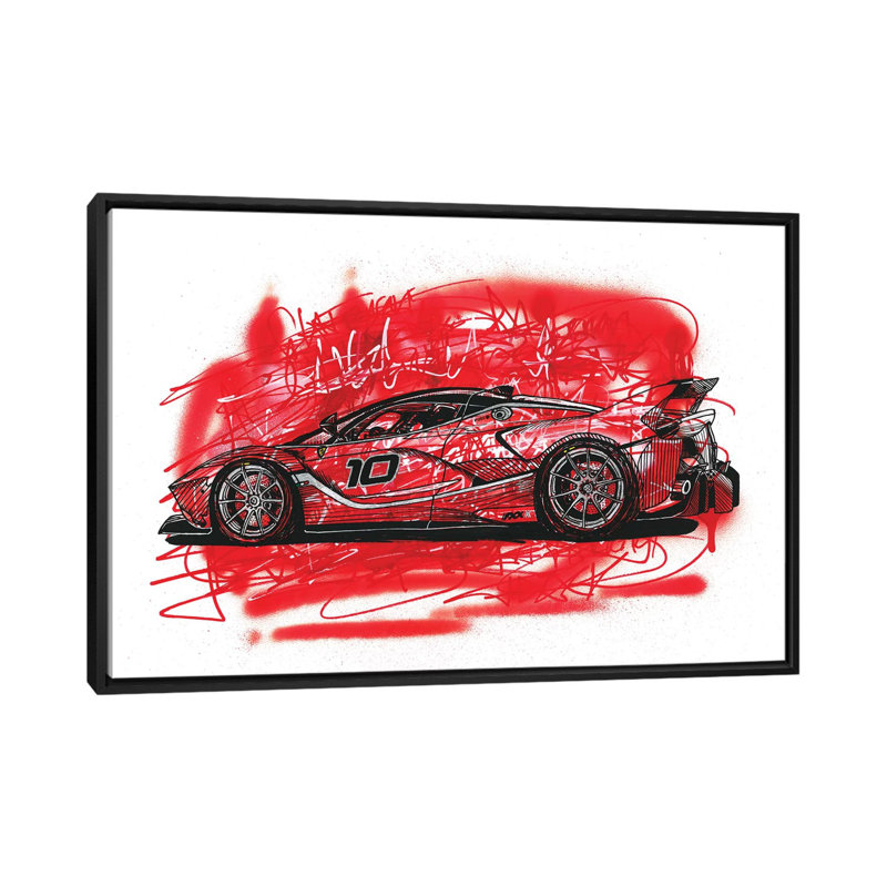 « la ferrari fxx k », impression sur toile, Toile avec cadre noir, Pas de tapis, H 32 po x l 48 po x P 1,5 po