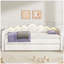 Lit de jour tapissier blanc TG avec lit gigogne et lumières DEL blanc, mobilier de chambre multifonctionnel réglable