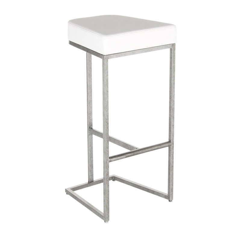 Patti's Stool, Bar Stool (30'' Seat Height), Royal Silver, White