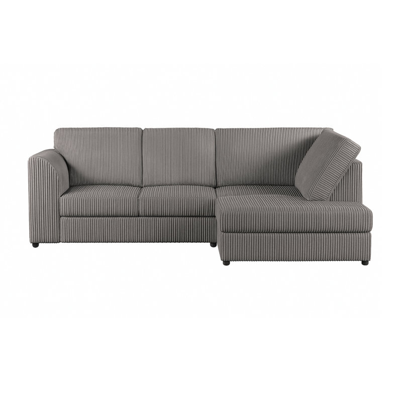 Jumbo Cord Hand Facing Corner Sofa With Footstool, Grey, Right Hand Facing