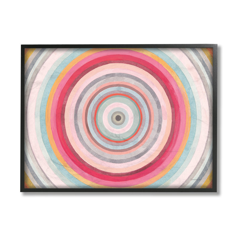 «Warm Tone Layered Shapes Circular Rings» par Danhui Nai - impression sur toile, H 24 po x l 30 po, Toile tendue