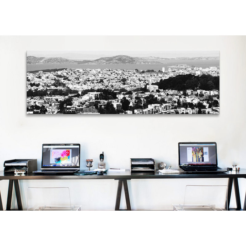 Cityscape de l’horizon panoramique san francisco, reproduction de photo sur toile grise, H 16 po x l 48 po x P 1,5 po
